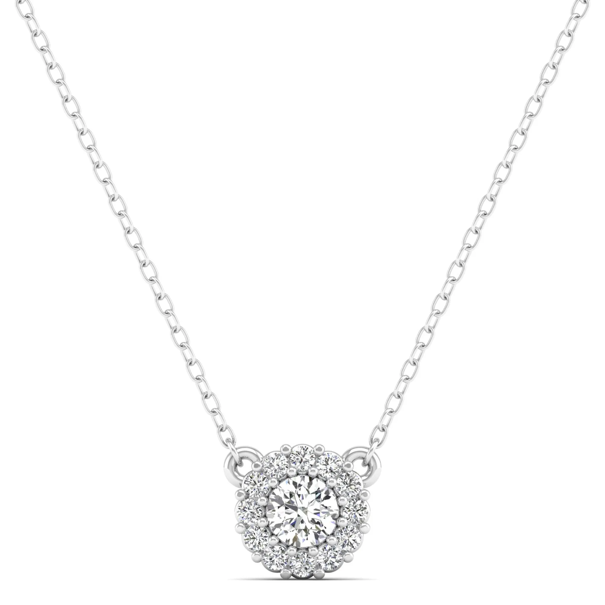 Large Halo Diamond Necklace