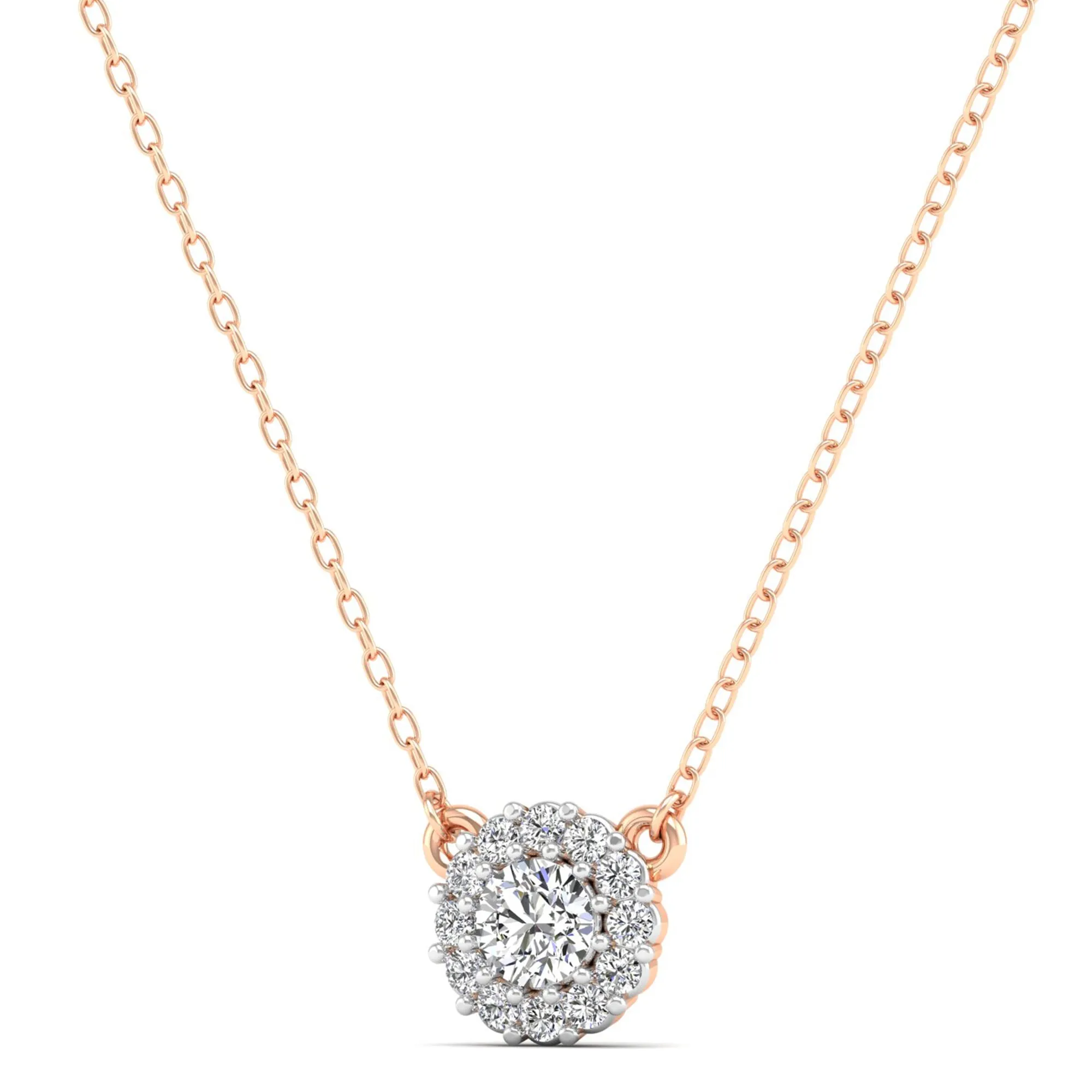 Large Halo Diamond Necklace