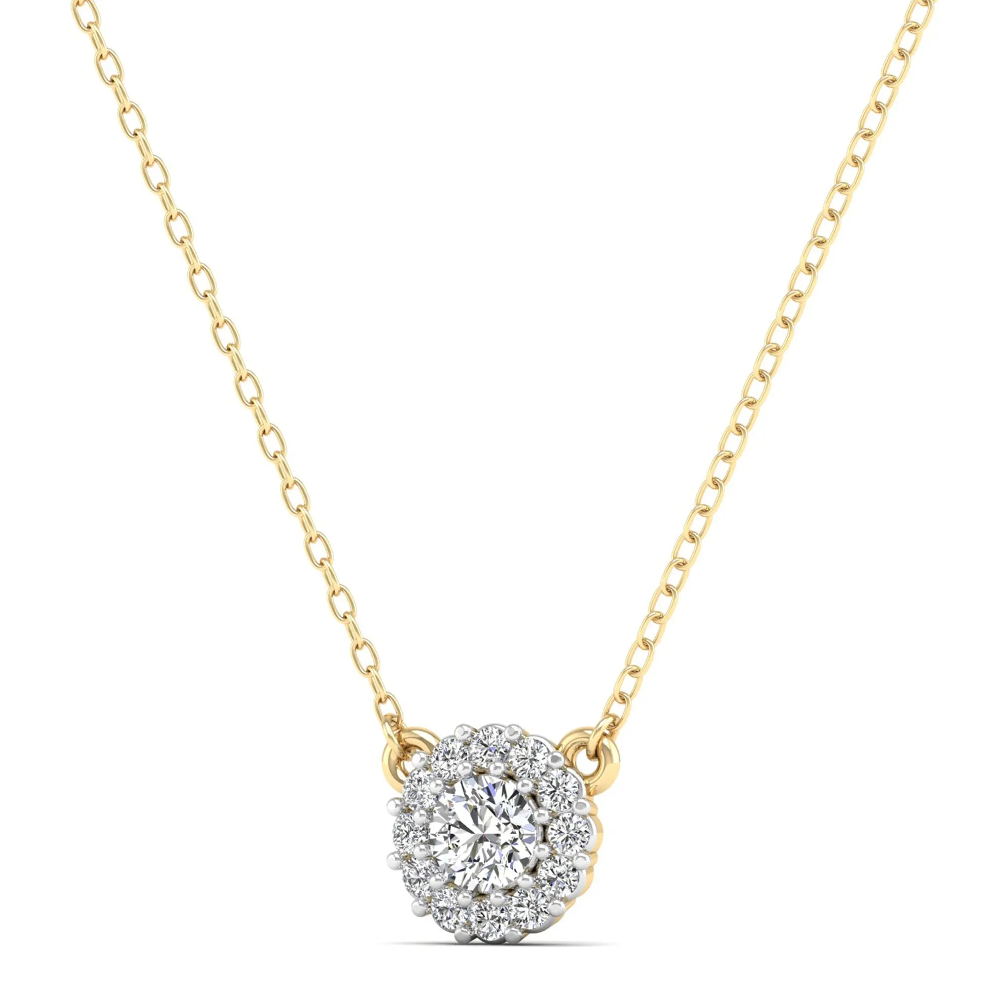 Large Halo Diamond Necklace