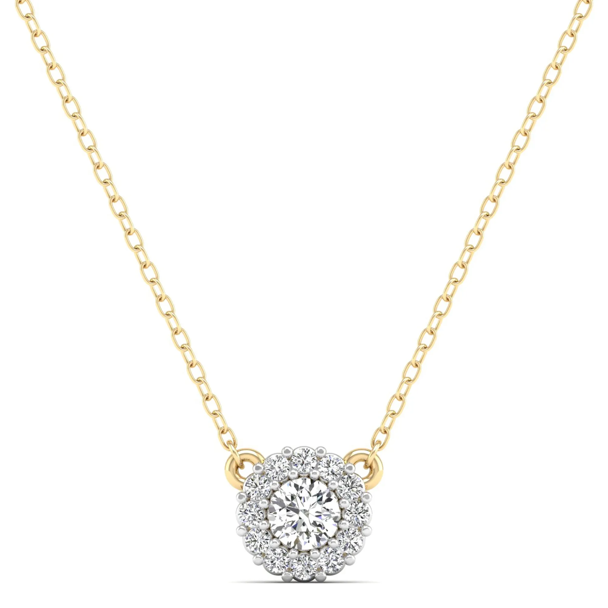 Large Halo Diamond Necklace