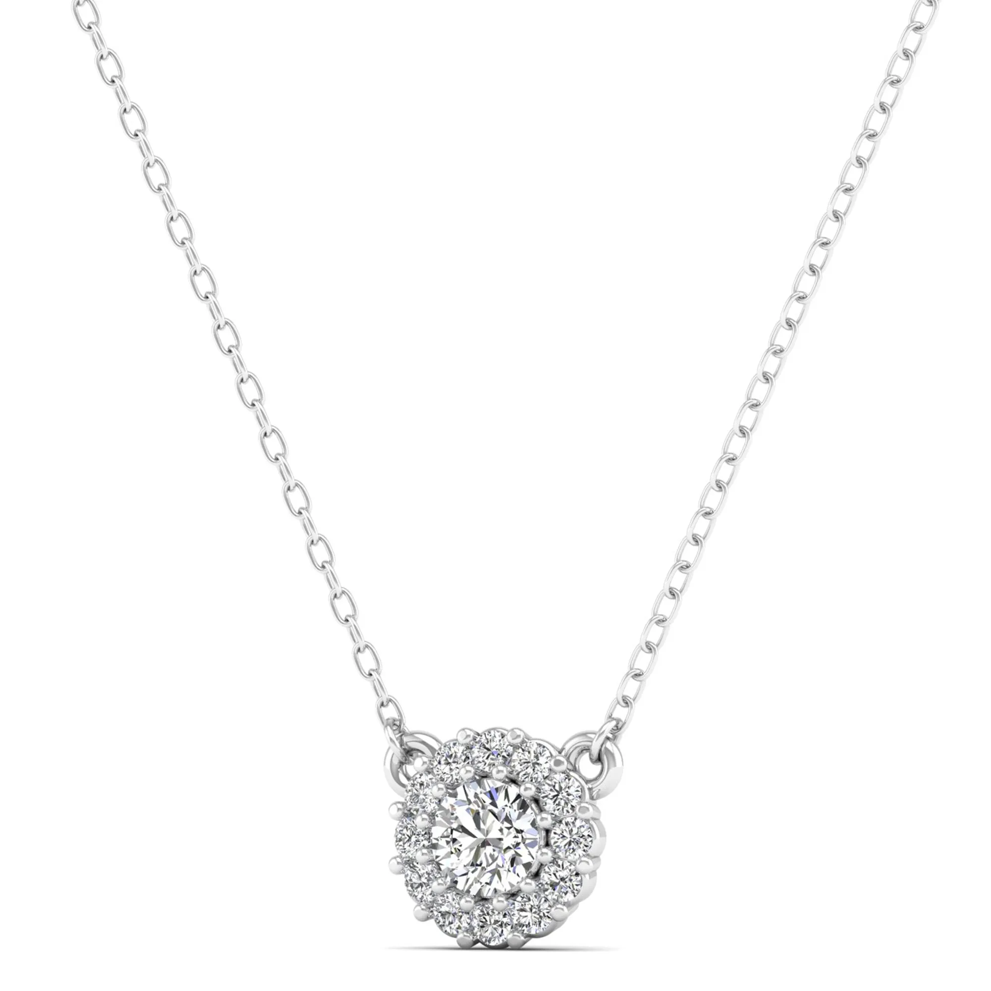 Large Halo Diamond Necklace