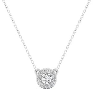 Large Halo Diamond Necklace