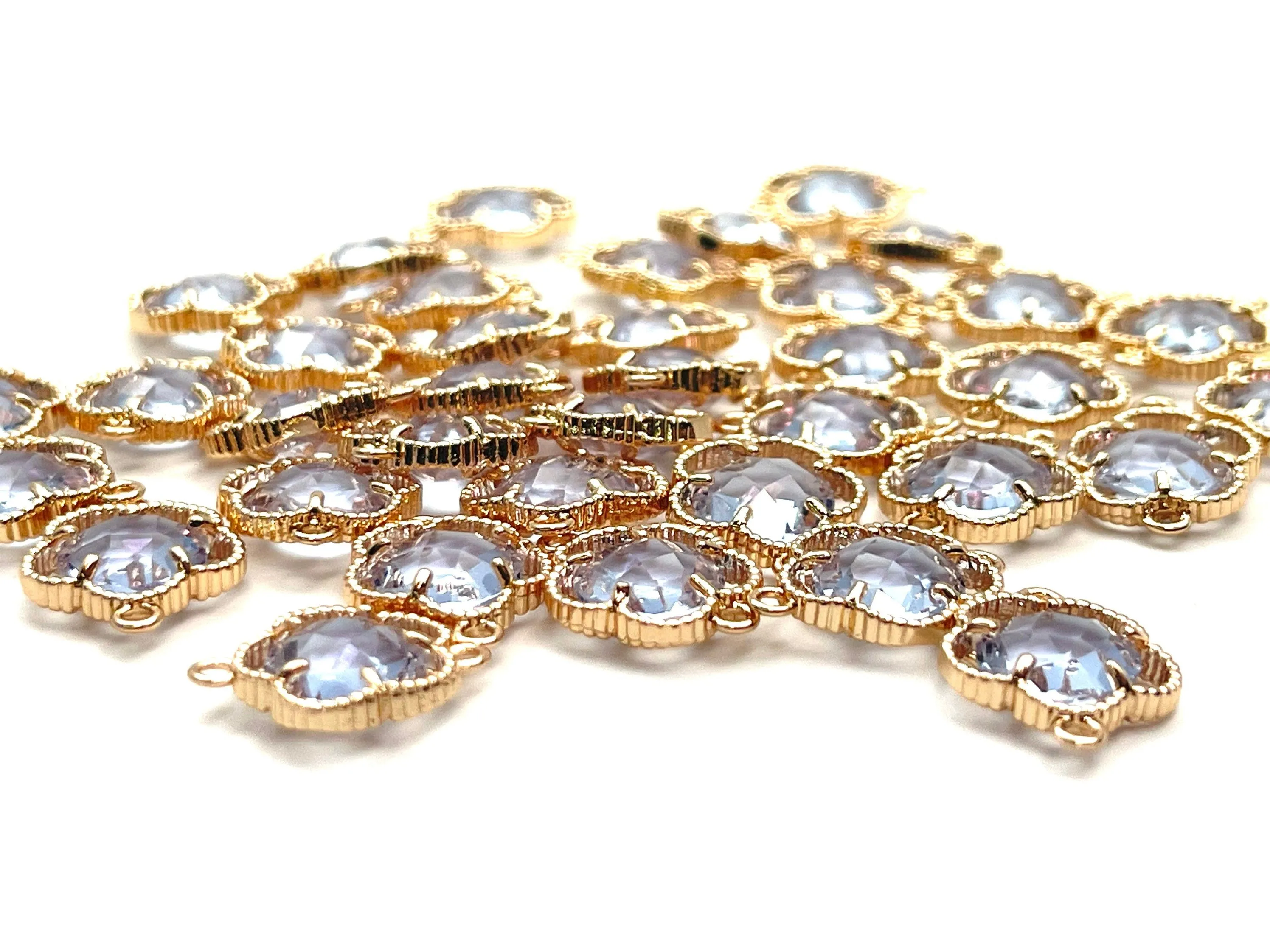 Lavender Flower Crystal Charm, Sku#1077-2