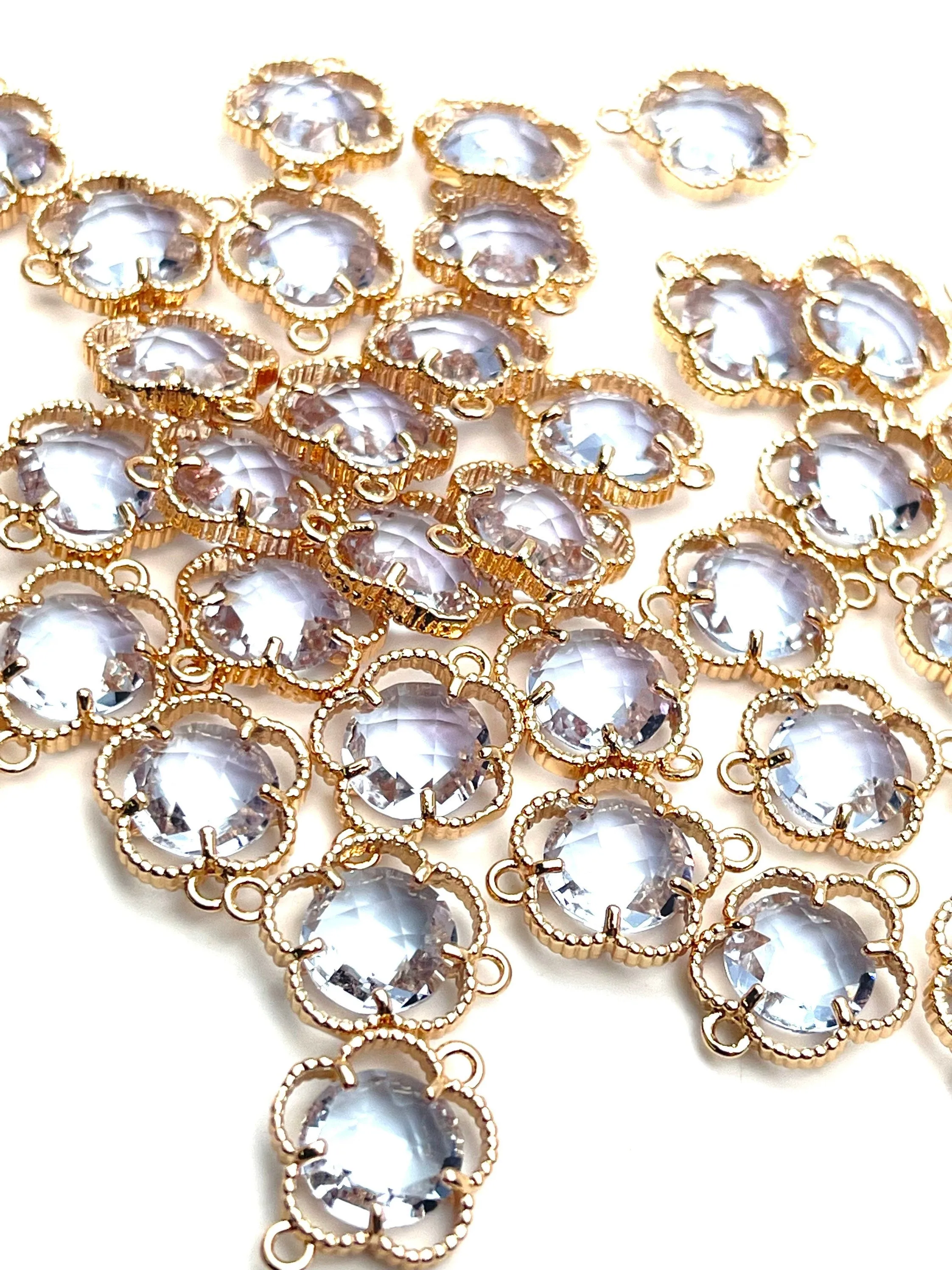 Lavender Flower Crystal Charm, Sku#1077-2