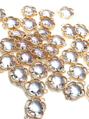 Lavender Flower Crystal Charm, Sku#1077-2