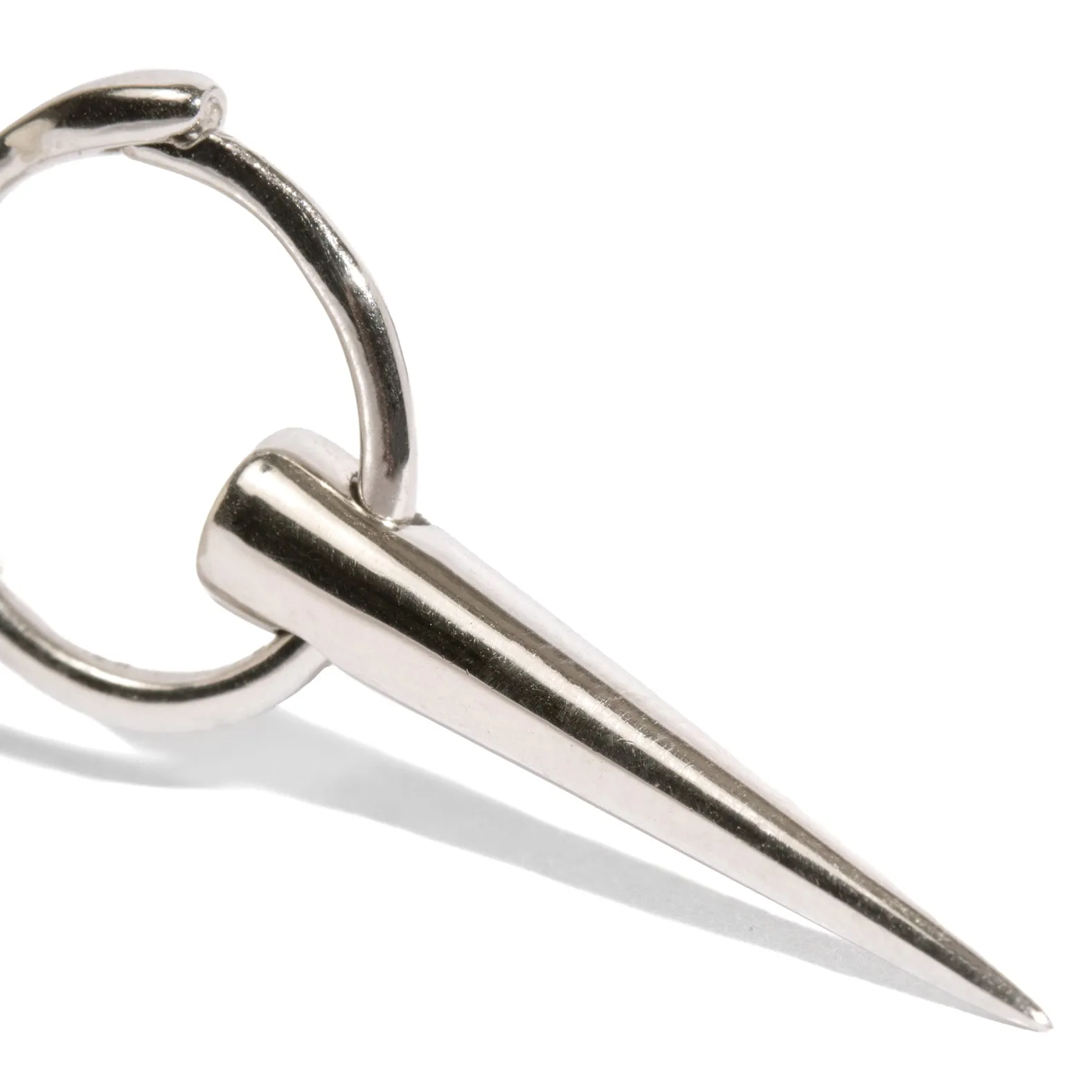 Long Cone Spike Charm on 12mm Hoop Single Earring
