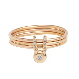 Lucky Diamond Rabbit Three Band Ring