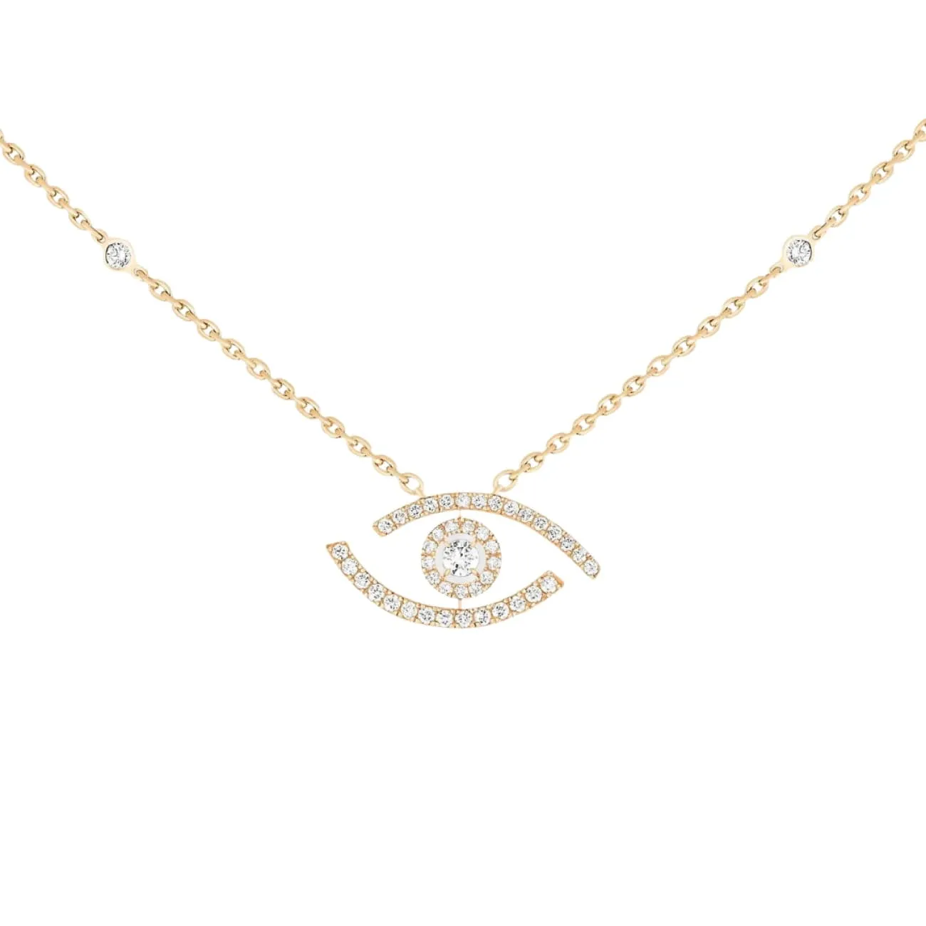 Lucky Eye 18K Yellow Gold Pavé Diamond Necklace