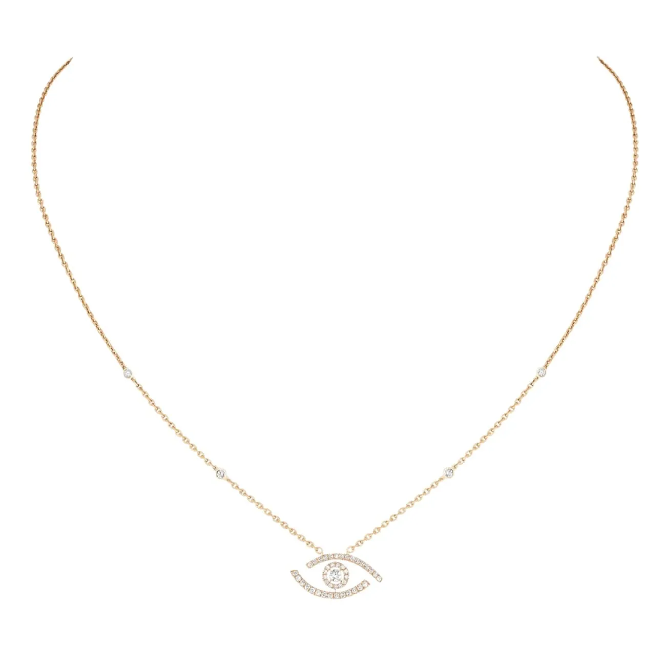 Lucky Eye 18K Yellow Gold Pavé Diamond Necklace