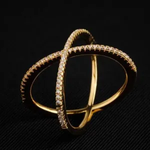 Luxury Cross Diamond Ring X Shape for Women Anniverssary Jewelry