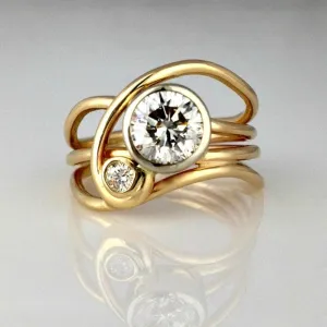 Luxury Gold Wide Ring for Women Party Anniversary Jewelry