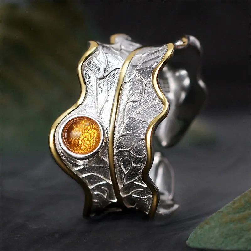 Luxury Leaf Ring 925 Sterling Silver Women's Fine Jewelry