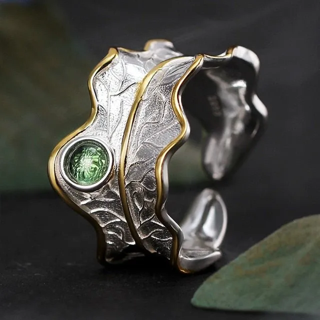 Luxury Leaf Ring 925 Sterling Silver Women's Fine Jewelry