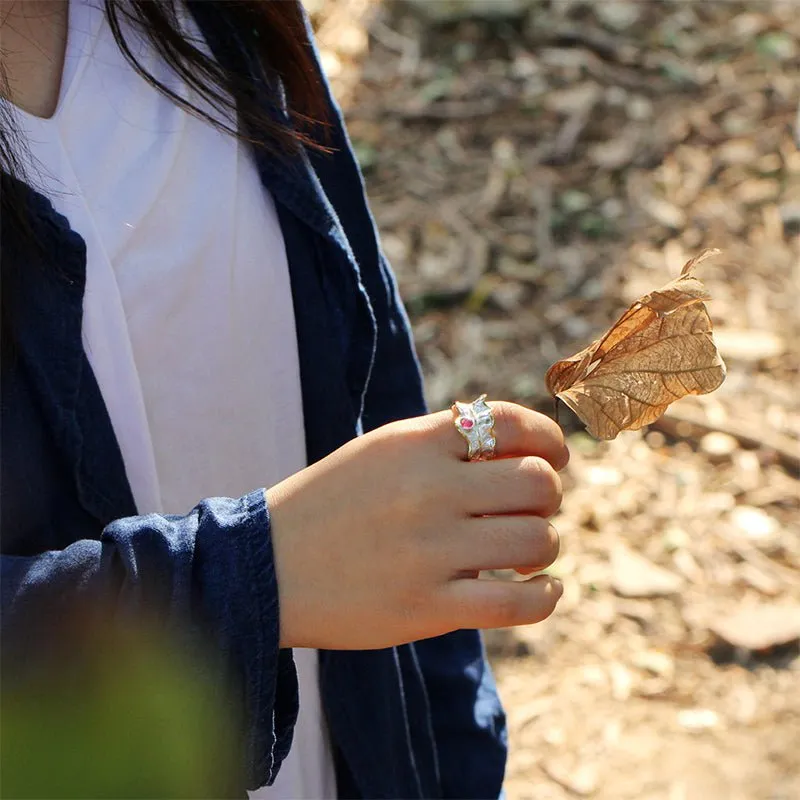 Luxury Leaf Ring 925 Sterling Silver Women's Fine Jewelry