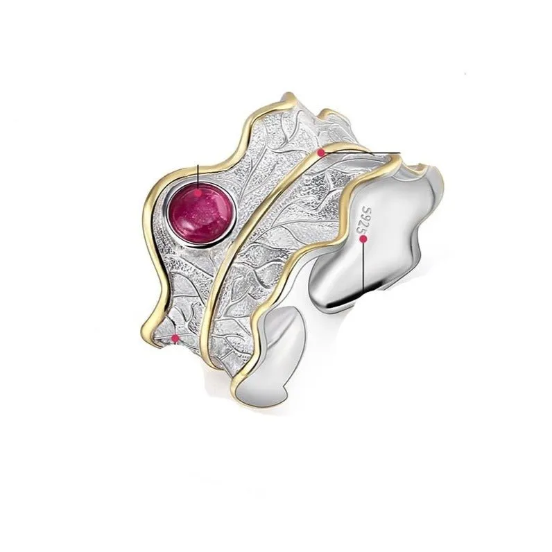 Luxury Leaf Ring 925 Sterling Silver Women's Fine Jewelry