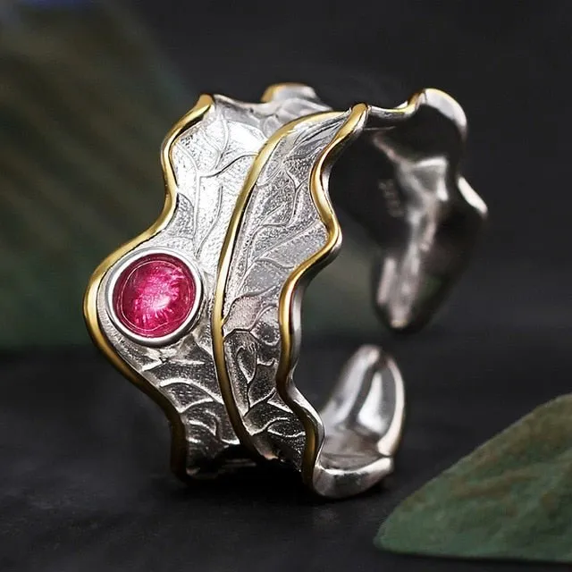 Luxury Leaf Ring 925 Sterling Silver Women's Fine Jewelry