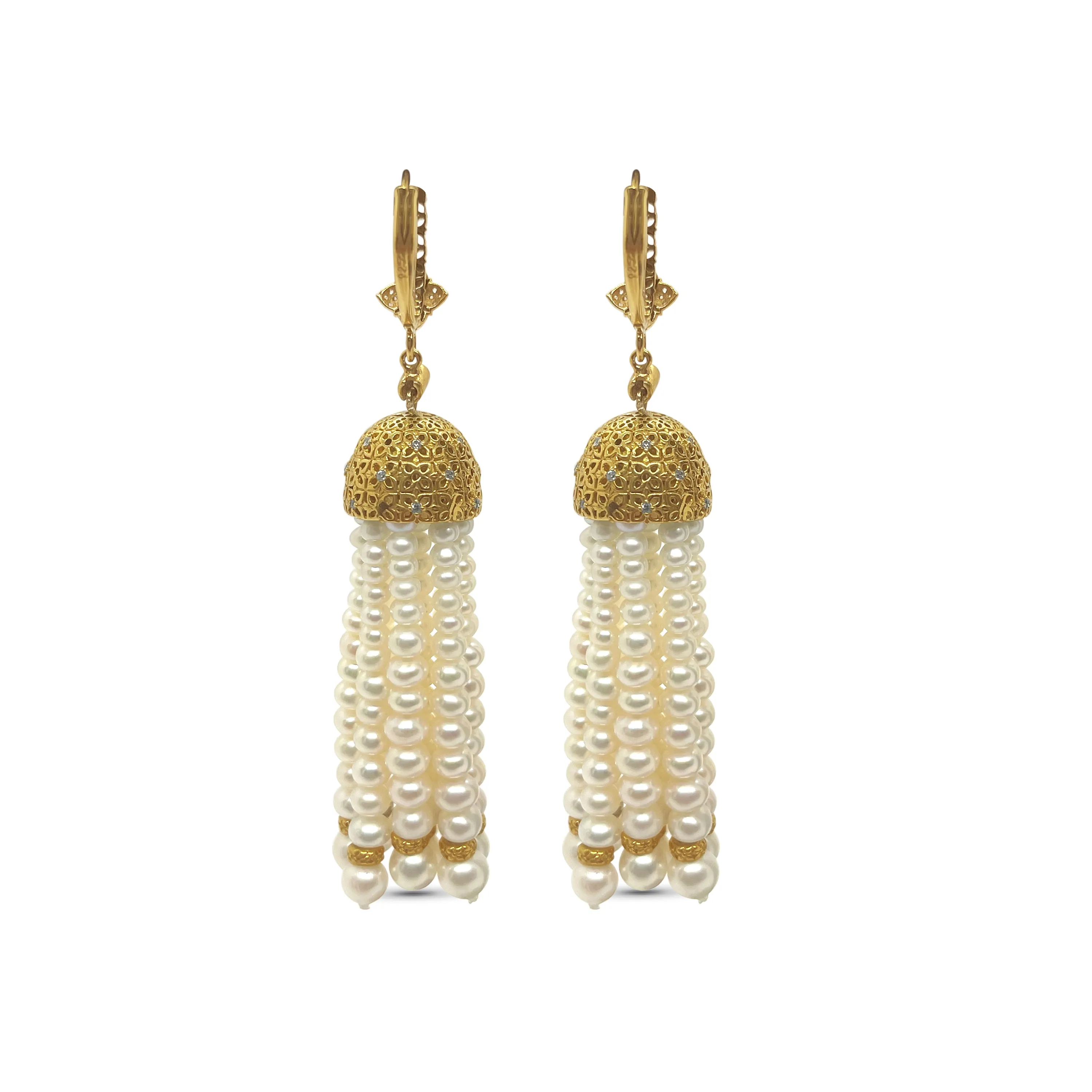 Luxury Pearlicious White Pearl and Diamond 0.35ct Earring in 18K Gold