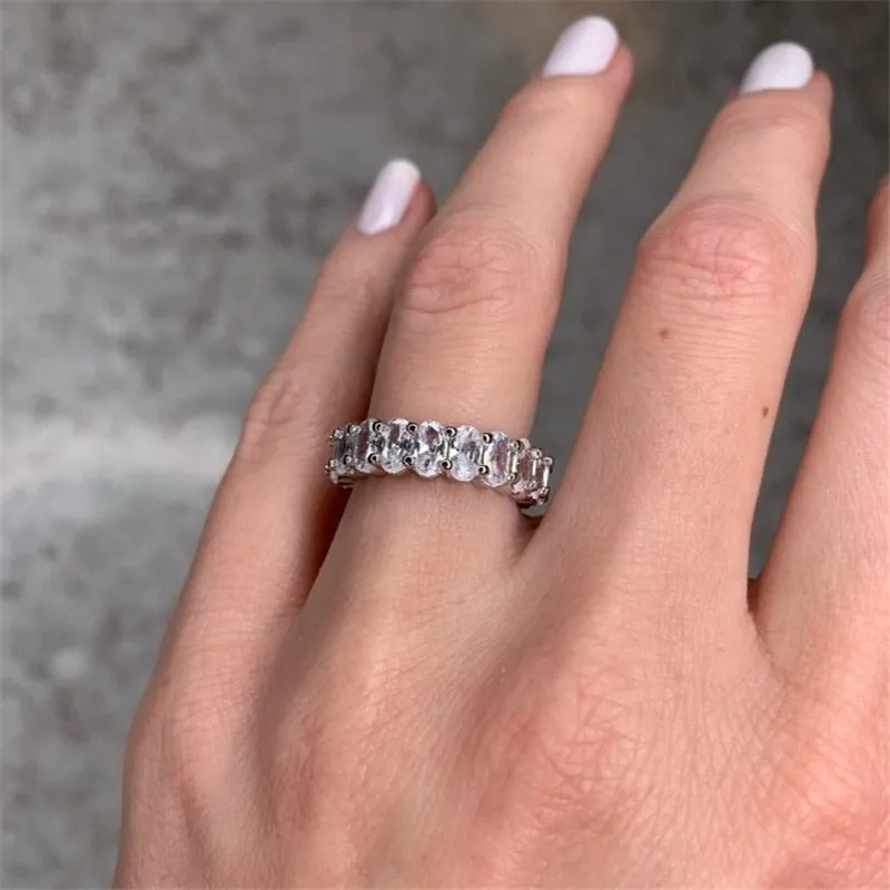 Luxury Promise Ring set Oval cut Sterling Silver Rings