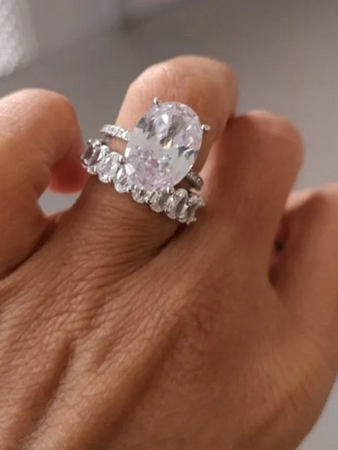 Luxury Promise Ring set Oval cut Sterling Silver Rings