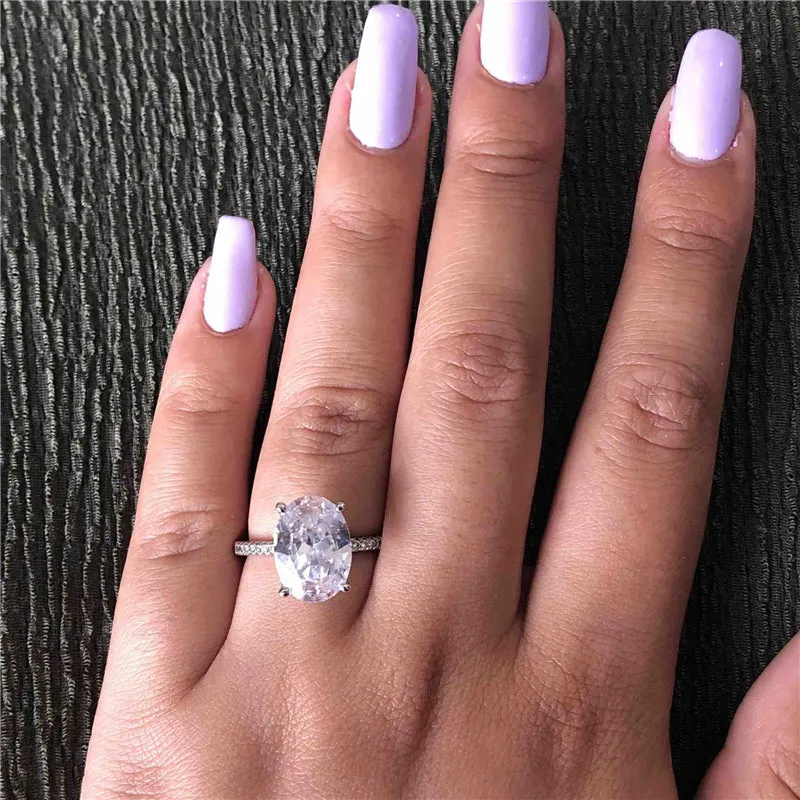 Luxury Promise Ring set Oval cut Sterling Silver Rings