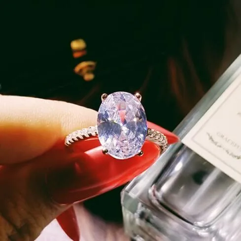 Luxury Promise Ring set Oval cut Sterling Silver Rings