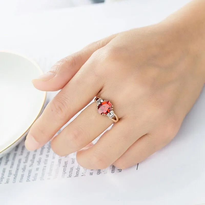 Luxury Red Ruby Engagement Ring For Women Wedding Jewelry