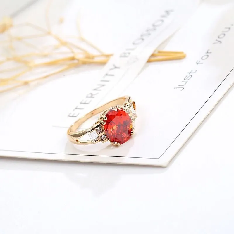 Luxury Red Ruby Engagement Ring For Women Wedding Jewelry