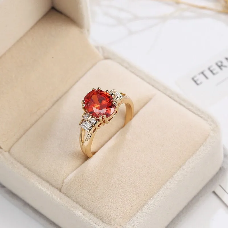 Luxury Red Ruby Engagement Ring For Women Wedding Jewelry