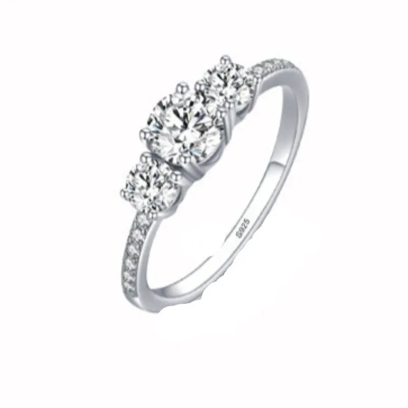 Luxury Round Silver Emerald Cut Ring Zircon For Women Wedding  Jewelry