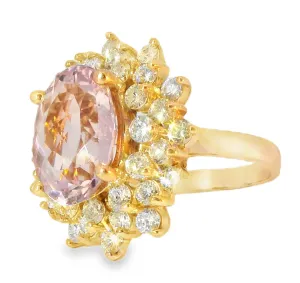 Magnificent 14K Pink Rose Gold Diamond Morganite Cocktail Ring