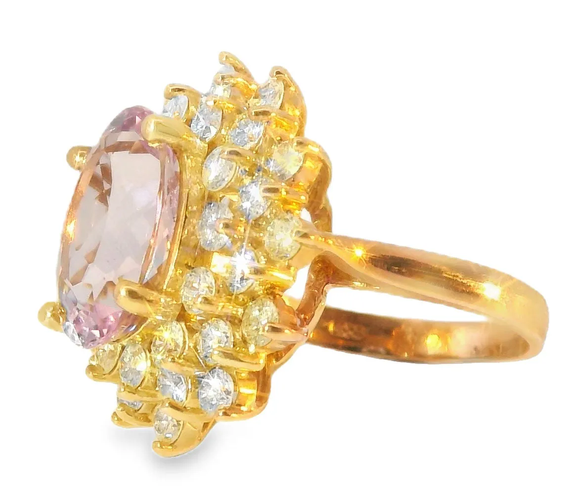 Magnificent 14K Pink Rose Gold Diamond Morganite Cocktail Ring