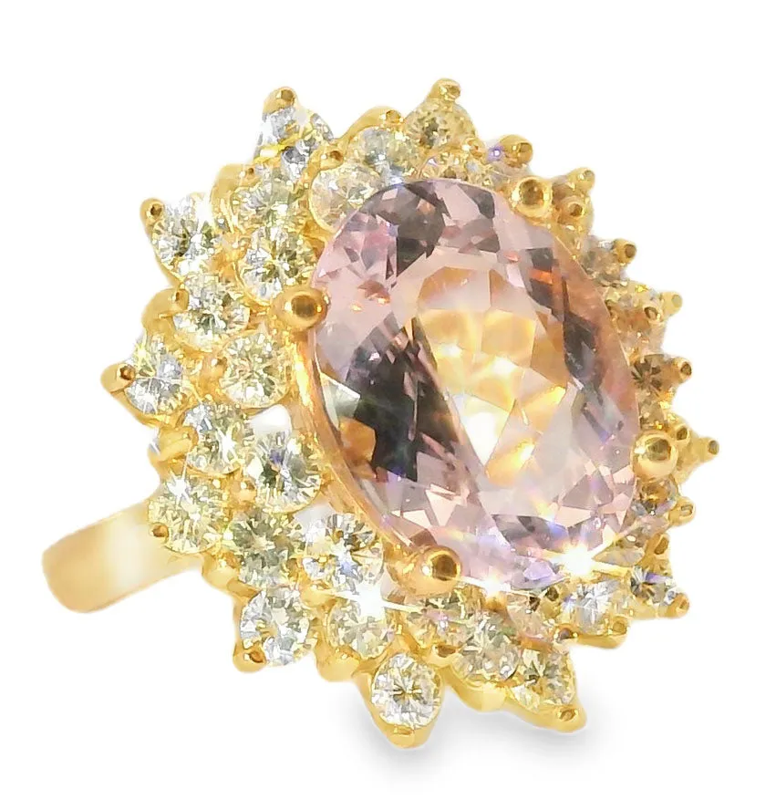 Magnificent 14K Pink Rose Gold Diamond Morganite Cocktail Ring