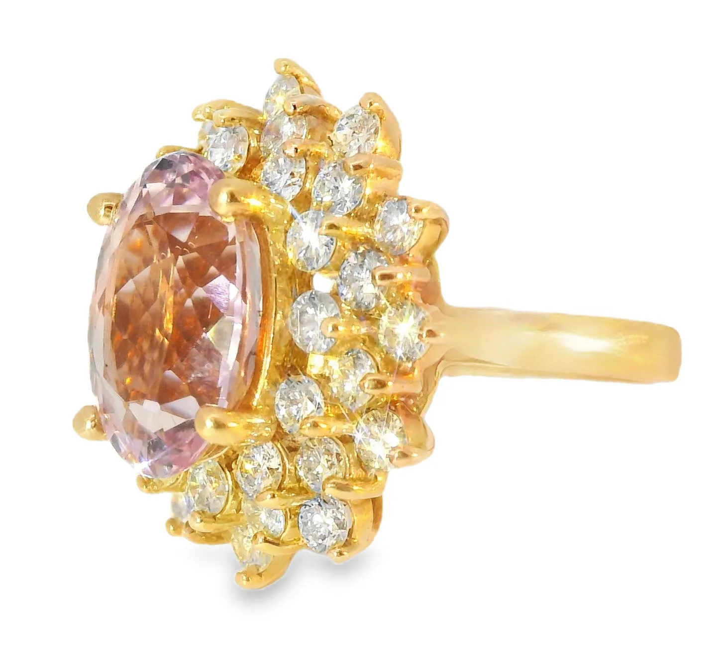 Magnificent 14K Pink Rose Gold Diamond Morganite Cocktail Ring
