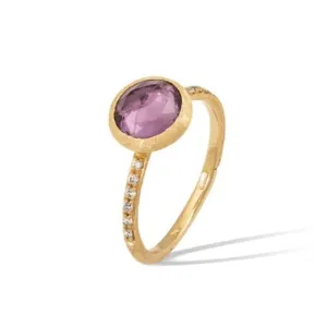 Marco Bicego Jaipur Color 18k Yellow Gold Amethyst Ring with Diamond Band