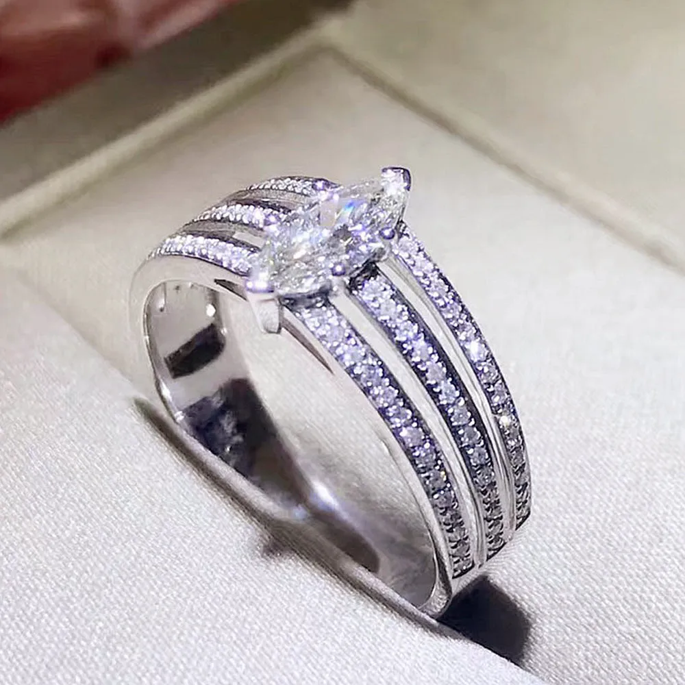 Marquise Diamond 3 Row Band Ring