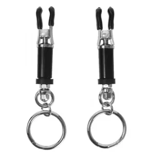 Master Series Bondage Black Ring Barrel Nipple Clamps