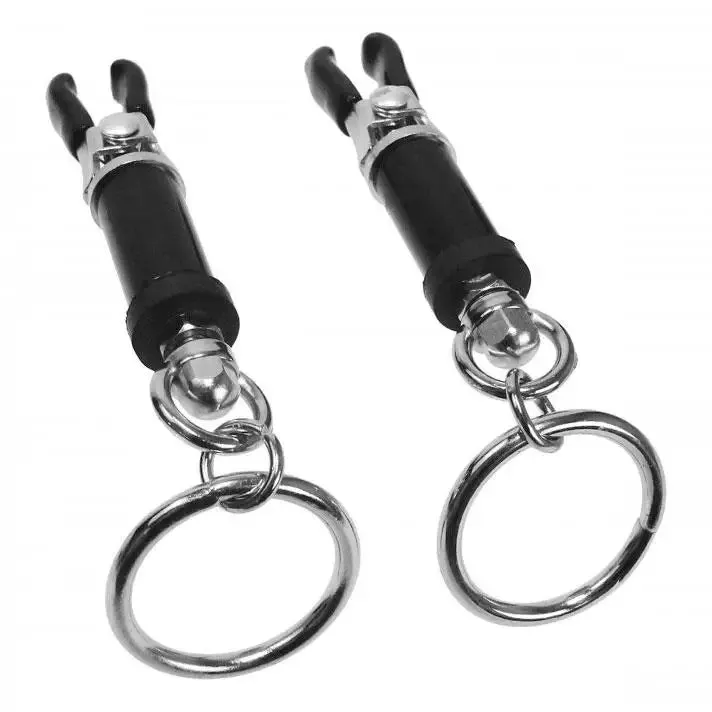 Master Series Bondage Black Ring Barrel Nipple Clamps
