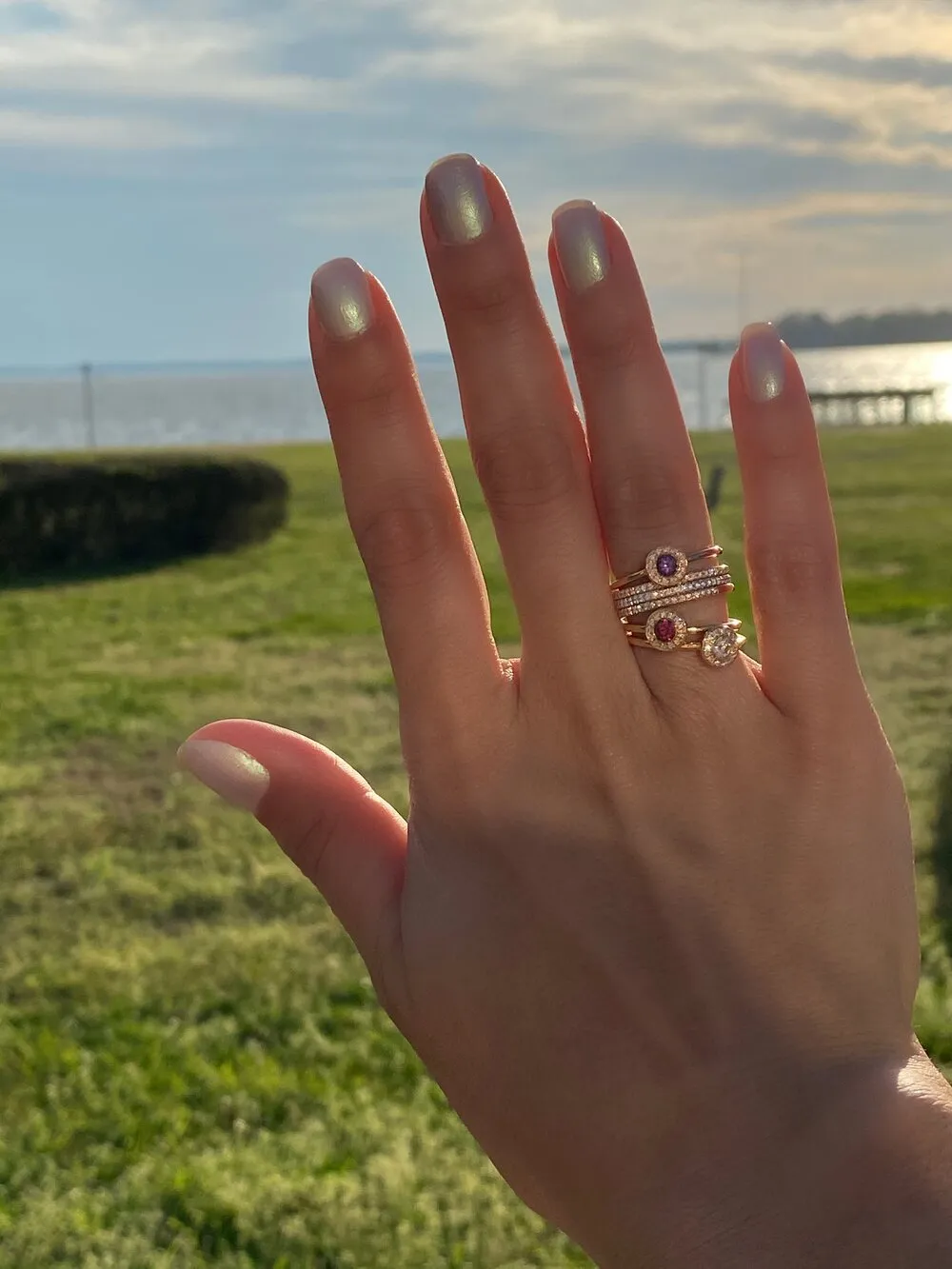 Matthia's & Claire Gemstone Ring with Diamond Halo - More Options Available