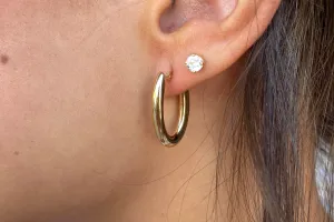 Medium Oval Yellow Gold Hoop Earrings