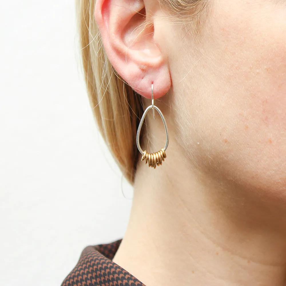 Medium Teardrop with Accent Rings Wire Earrings
