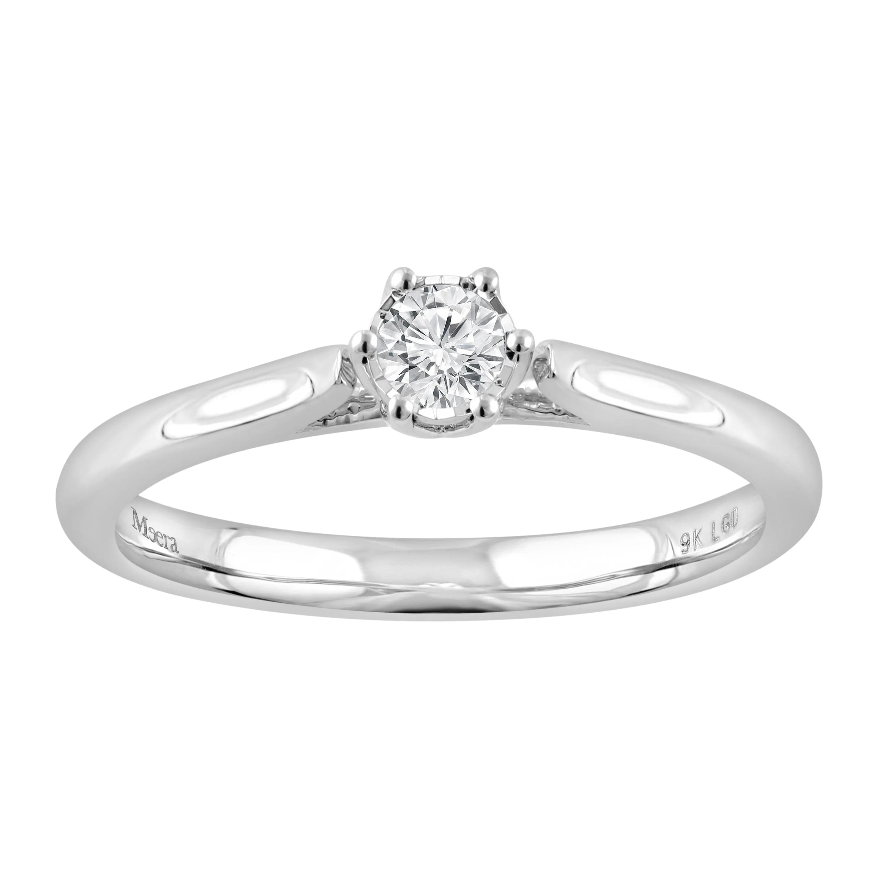 Meera Solitaire Ring with 0.10ct of Laboratory Grown Diamonds in 9ct White Gold