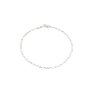 Men's Fine Rectangle Chain Bracelet - Sterling Silver