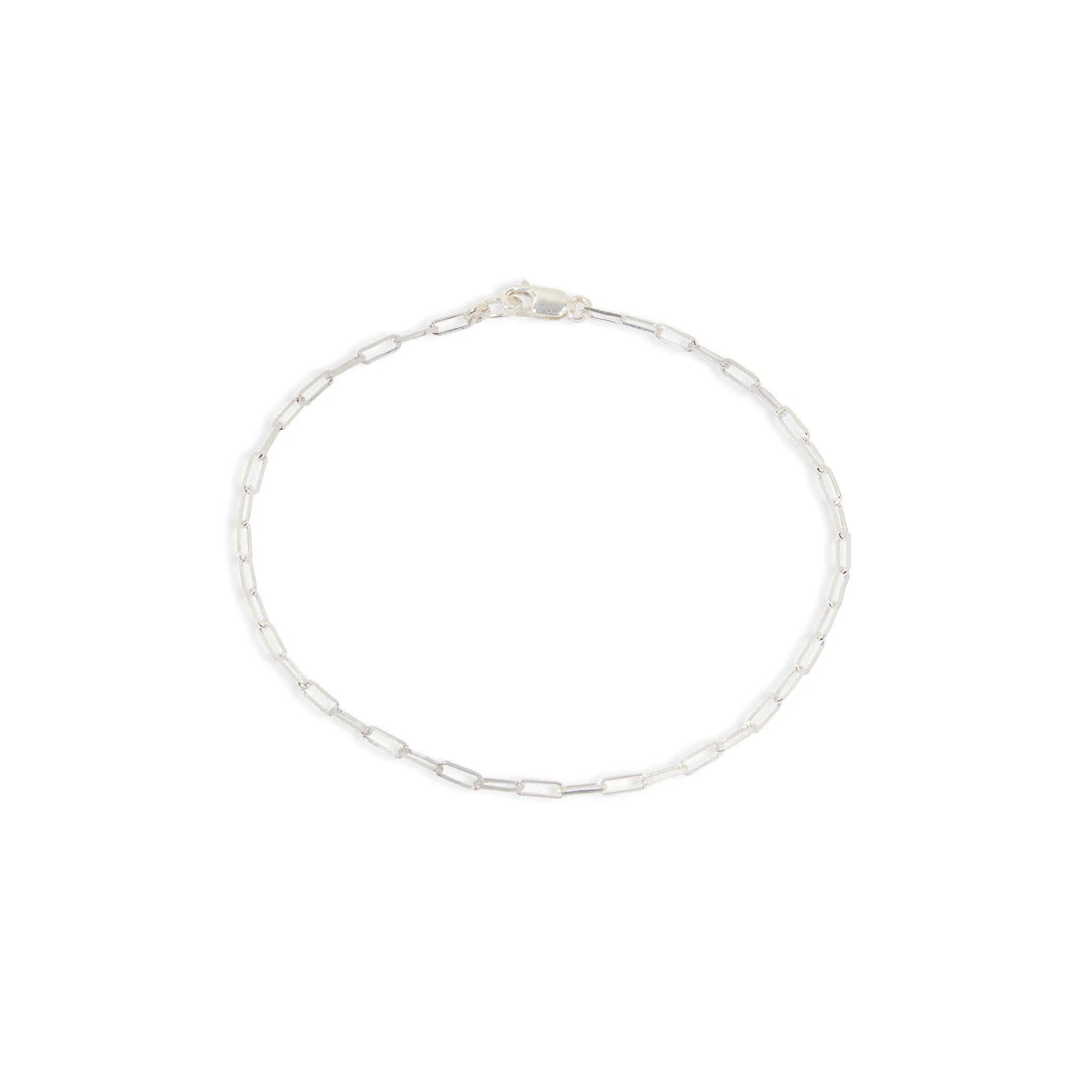 Men's Fine Rectangle Chain Bracelet - Sterling Silver
