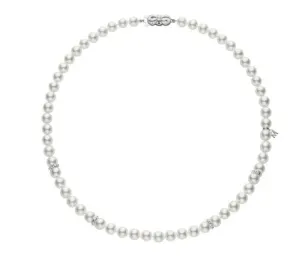Mikimoto 18K White Gold 7mm Akoya Pearl 18" Strand With Diamond Roundels