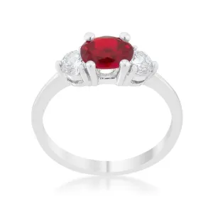 Miranna 1.2ct Garnet CZ Rhodium Classic Oval Ring
