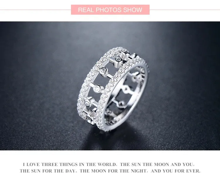 Moissanite Engagement Ring White Gold vintage unique Cluster engagement ring for women Round diamond wedding Anniversary gift