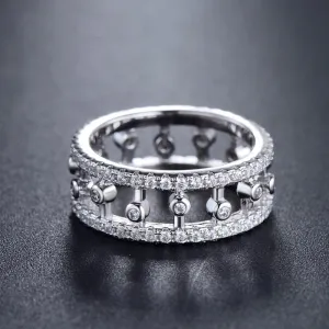 Moissanite Engagement Ring White Gold vintage unique Cluster engagement ring for women Round diamond wedding Anniversary gift