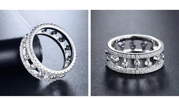 Moissanite Engagement Ring White Gold vintage unique Cluster engagement ring for women Round diamond wedding Anniversary gift