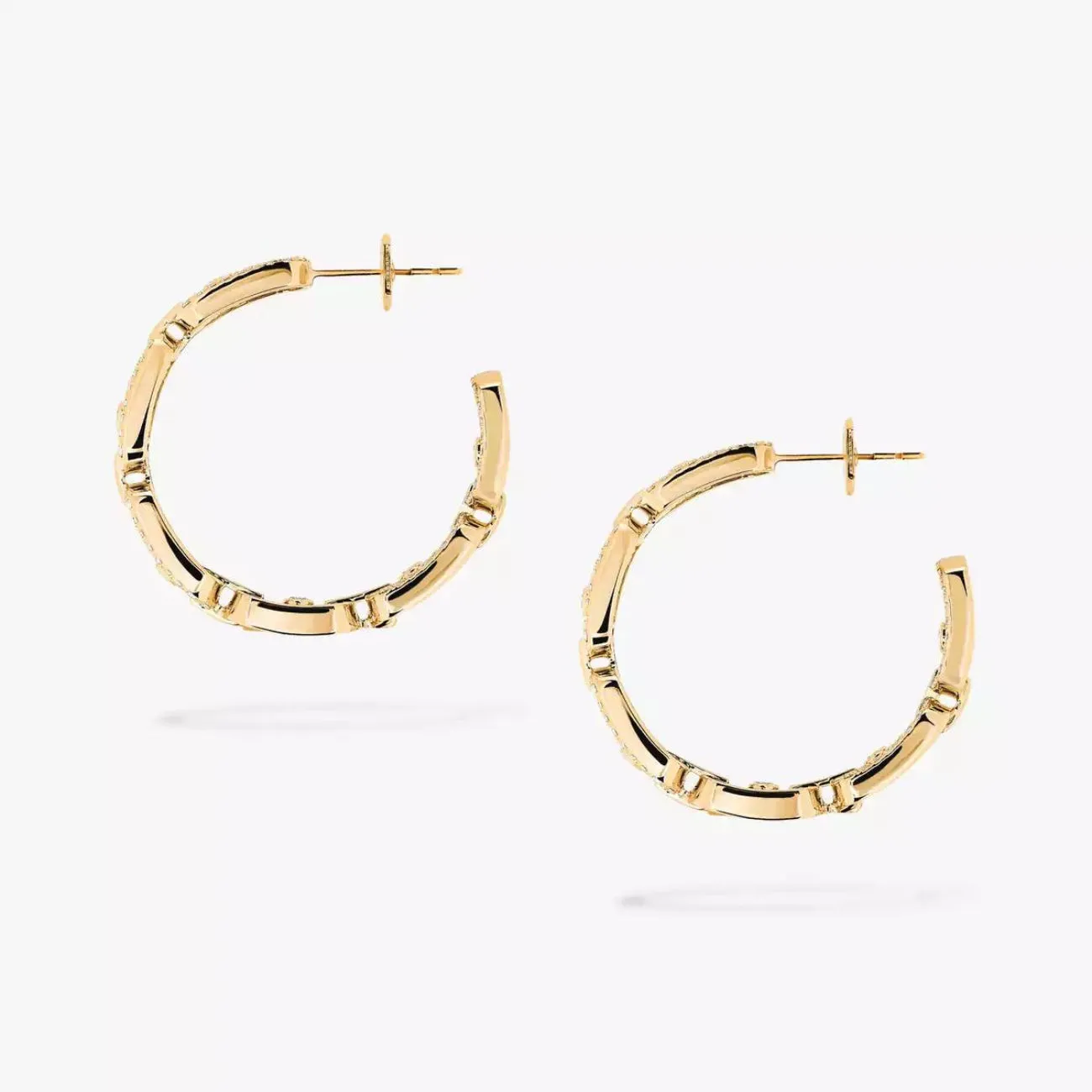 Move Link 18K Yellow Gold Diamond SM Hoop Earrings