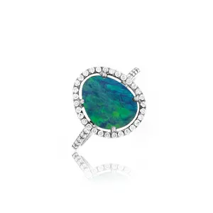 Opal Diamond Border and Band Ring